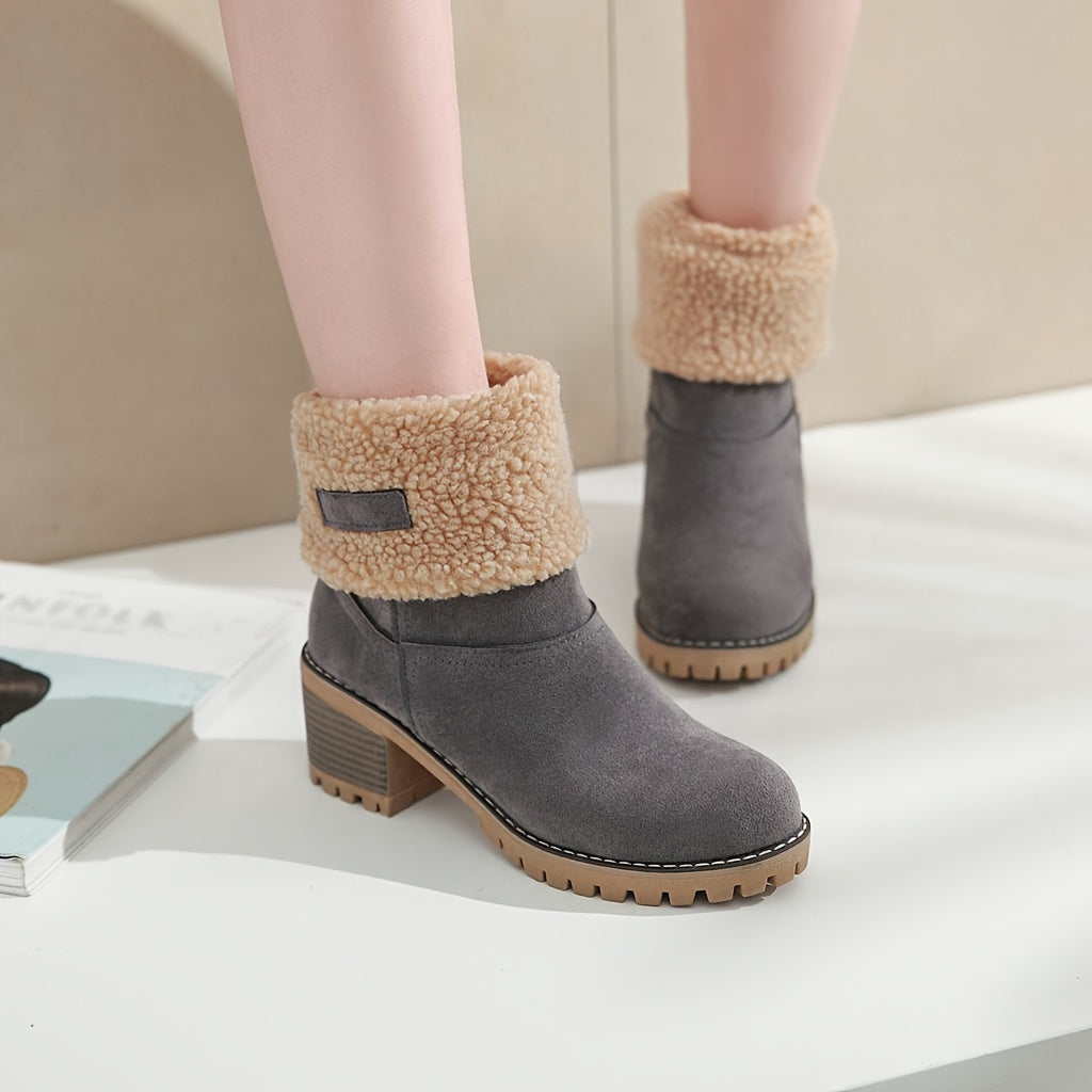 Cozy Cuffed Ankle Boots with Block Heel – view 5
