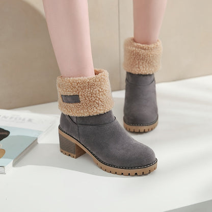 Cozy Cuffed Ankle Boots with Block Heel – view 5