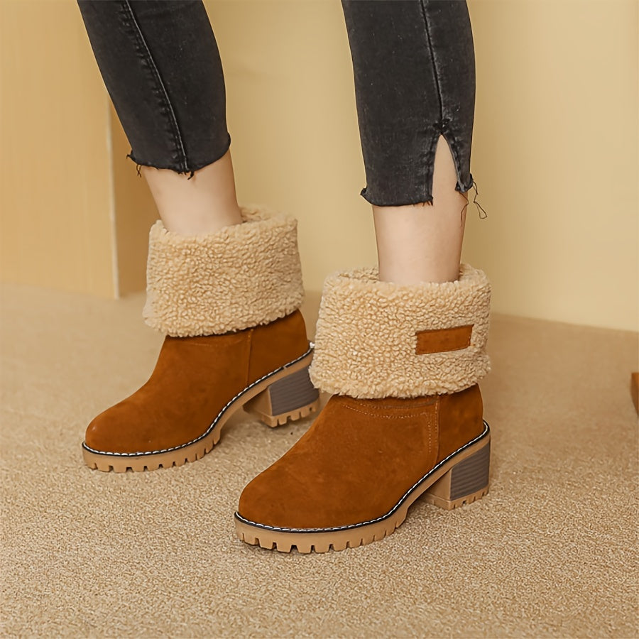 Cozy Cuffed Ankle Boots with Block Heel – view 7
