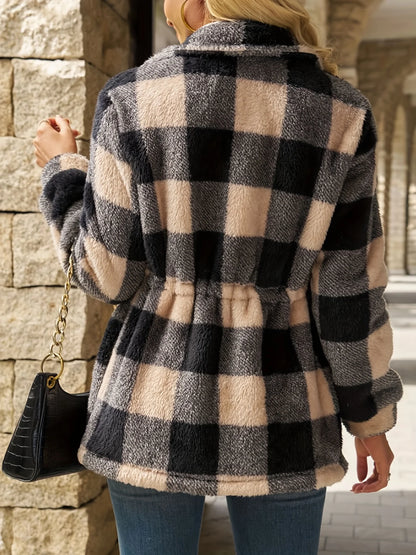 Women's Checked Hooded Jacket, Fall Weather Layer