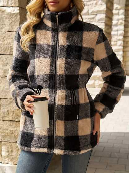 Women's Checked Hooded Jacket, Fall Weather Layer