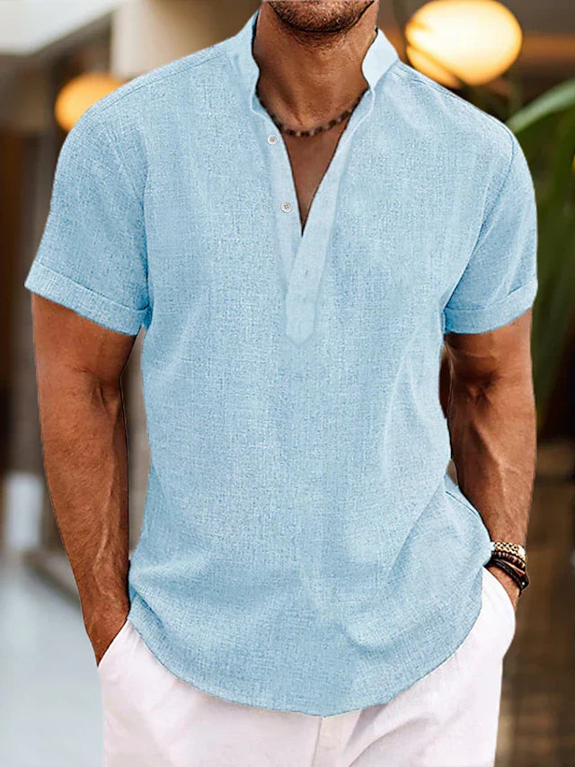 Elegant Men's Polo Shirt V-Neck Relaxed Fit 1