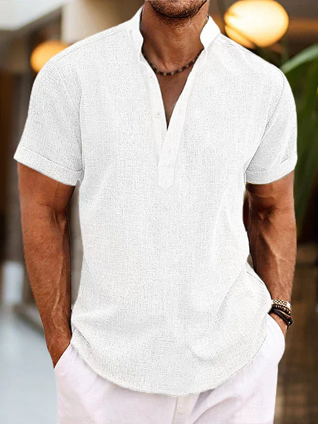 Elegant Men's Polo Shirt V-Neck Relaxed Fit 2