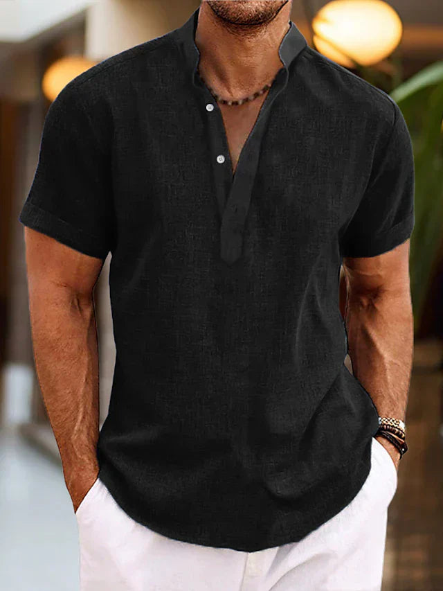 Elegant Men's Polo Shirt V-Neck Relaxed Fit 3