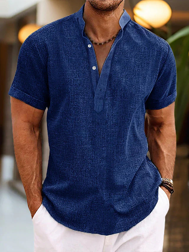 Elegant Men's Polo Shirt V-Neck Relaxed Fit 4
