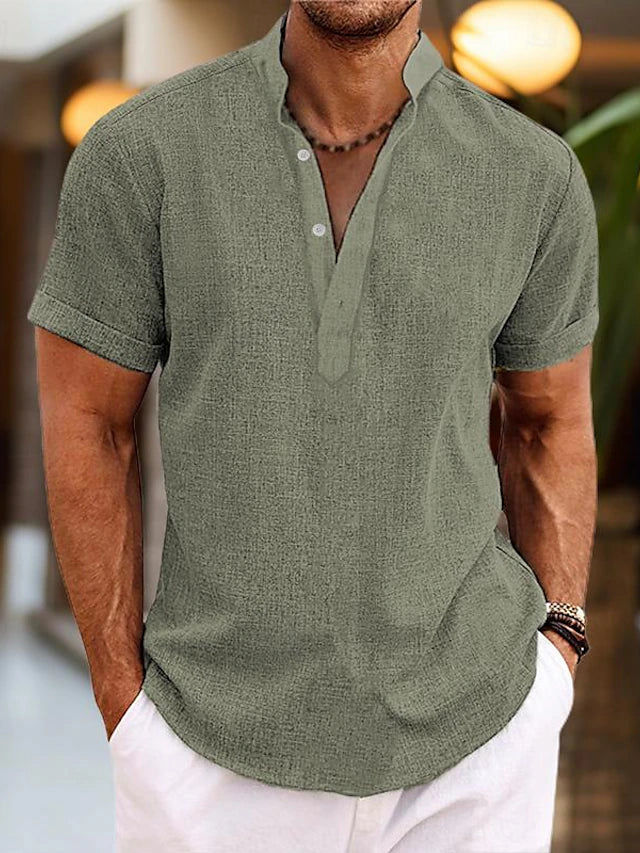 Elegant Men's Polo Shirt V-Neck Relaxed Fit 7