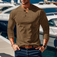 Elias | Men's Ribbed Henley with Vertical Texture