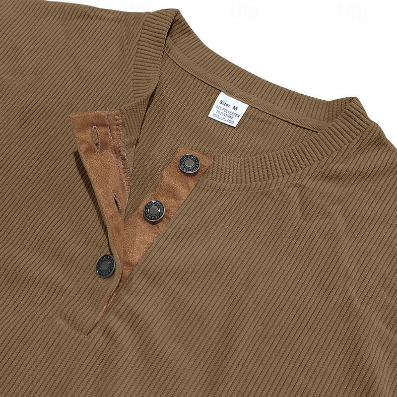 Men's Ribbed Henley with Vertical Texture – view 7