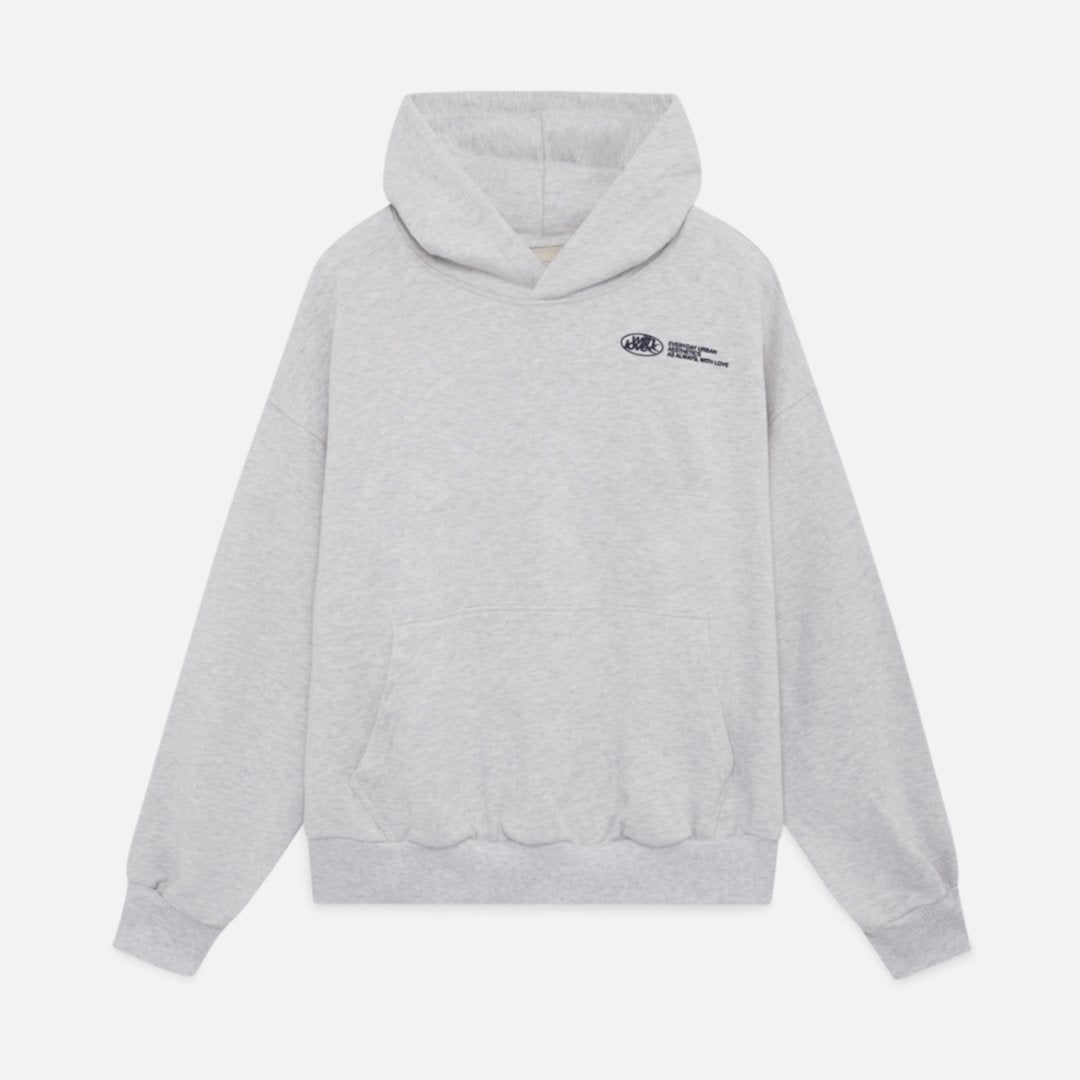 Navy oversized heavyweight cotton blend graphic hoodie