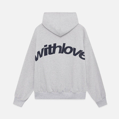 Navy oversized heavyweight cotton blend graphic hoodie