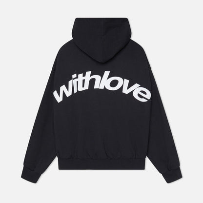 Grey oversized heavyweight cotton blend graphic hoodie