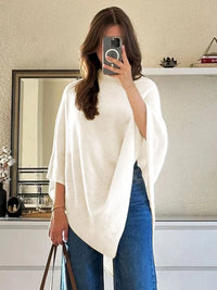 Daisy | Women's Draped Knit Cape with Asymmetric Hem and Soft Drape