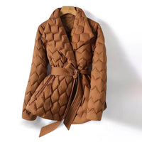 Leah | Women's Padded Duck Down Jacket with Lapel Collar and Tailored Waist