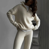 Maya | Women's Cotton Blend Two Piece Knit Set with Sweater and Pants for Fall