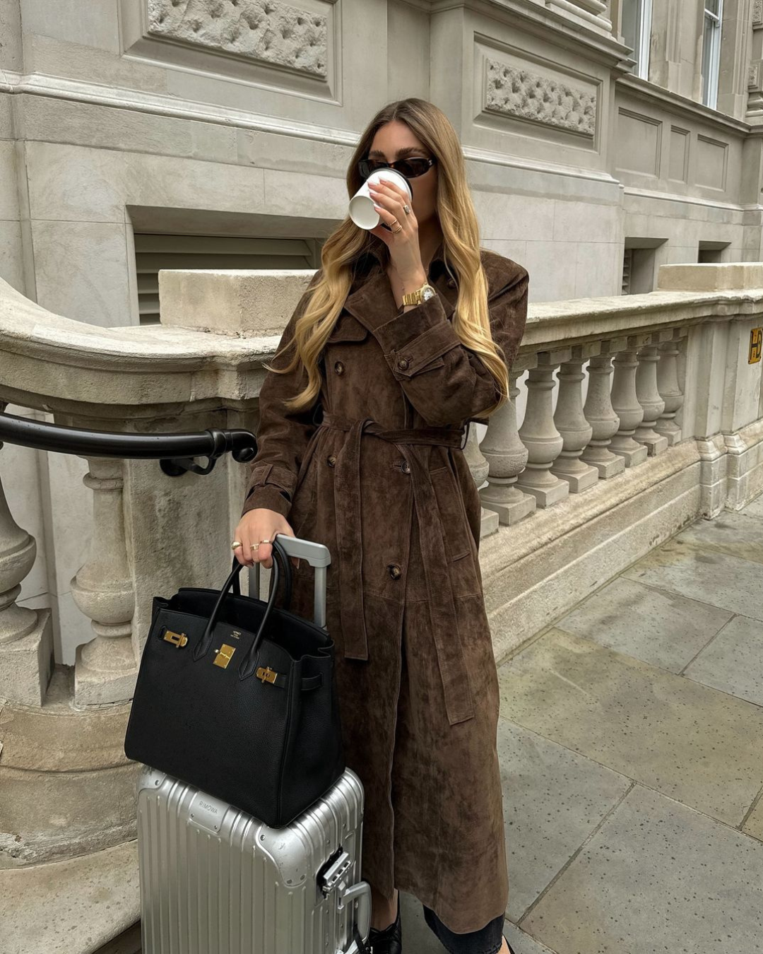 Faux Suede Belted Trench Coat – view 2