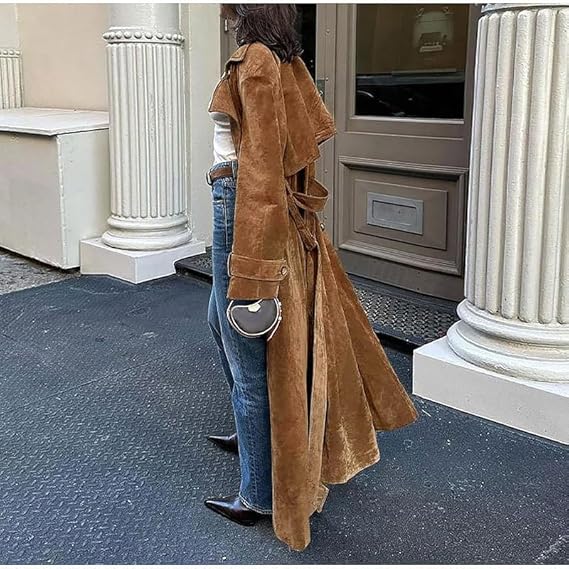 Faux Suede Belted Trench Coat – view 6