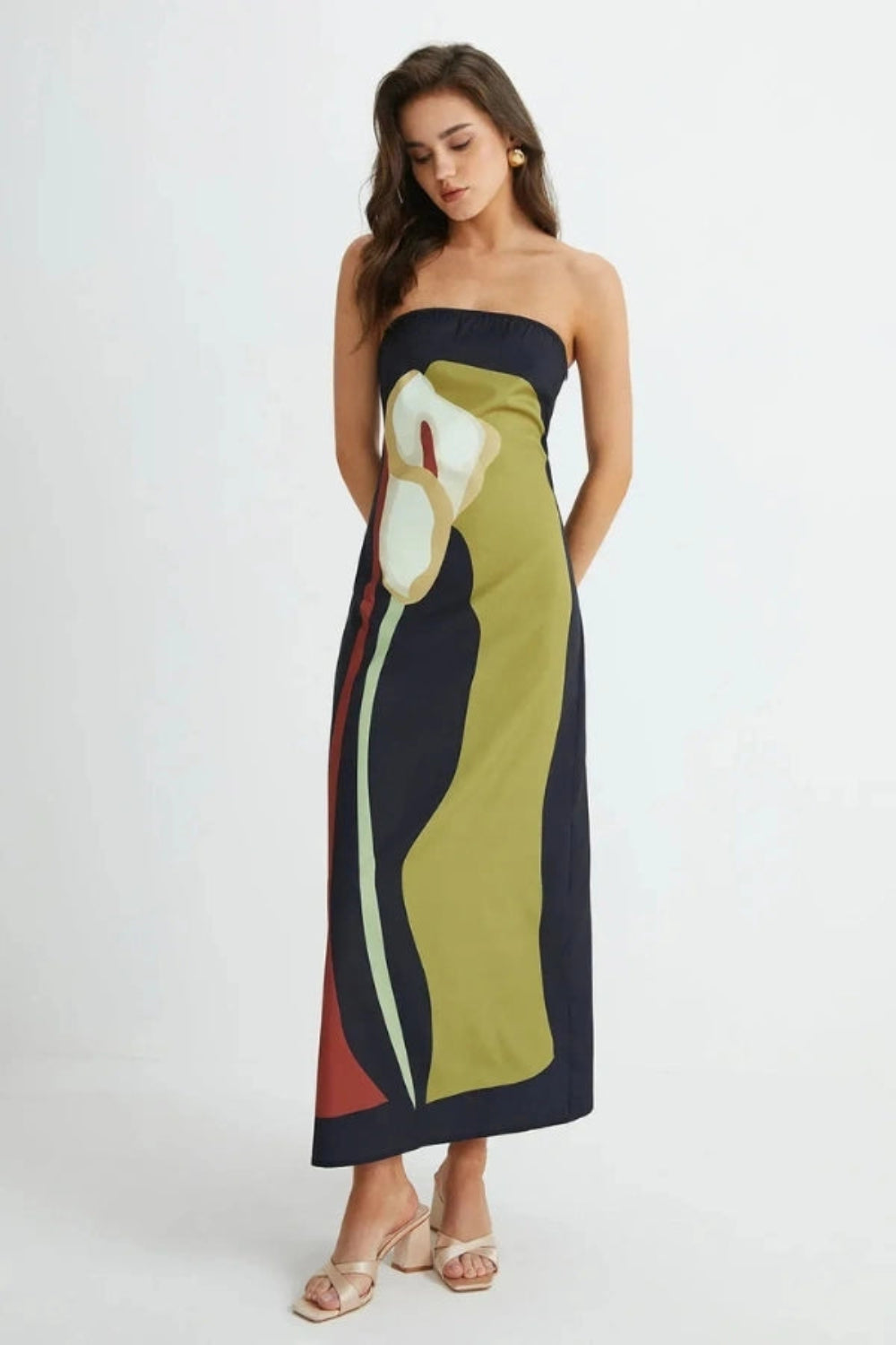 Ella | Maxi Dress Strapless Floral Abstract Print 2