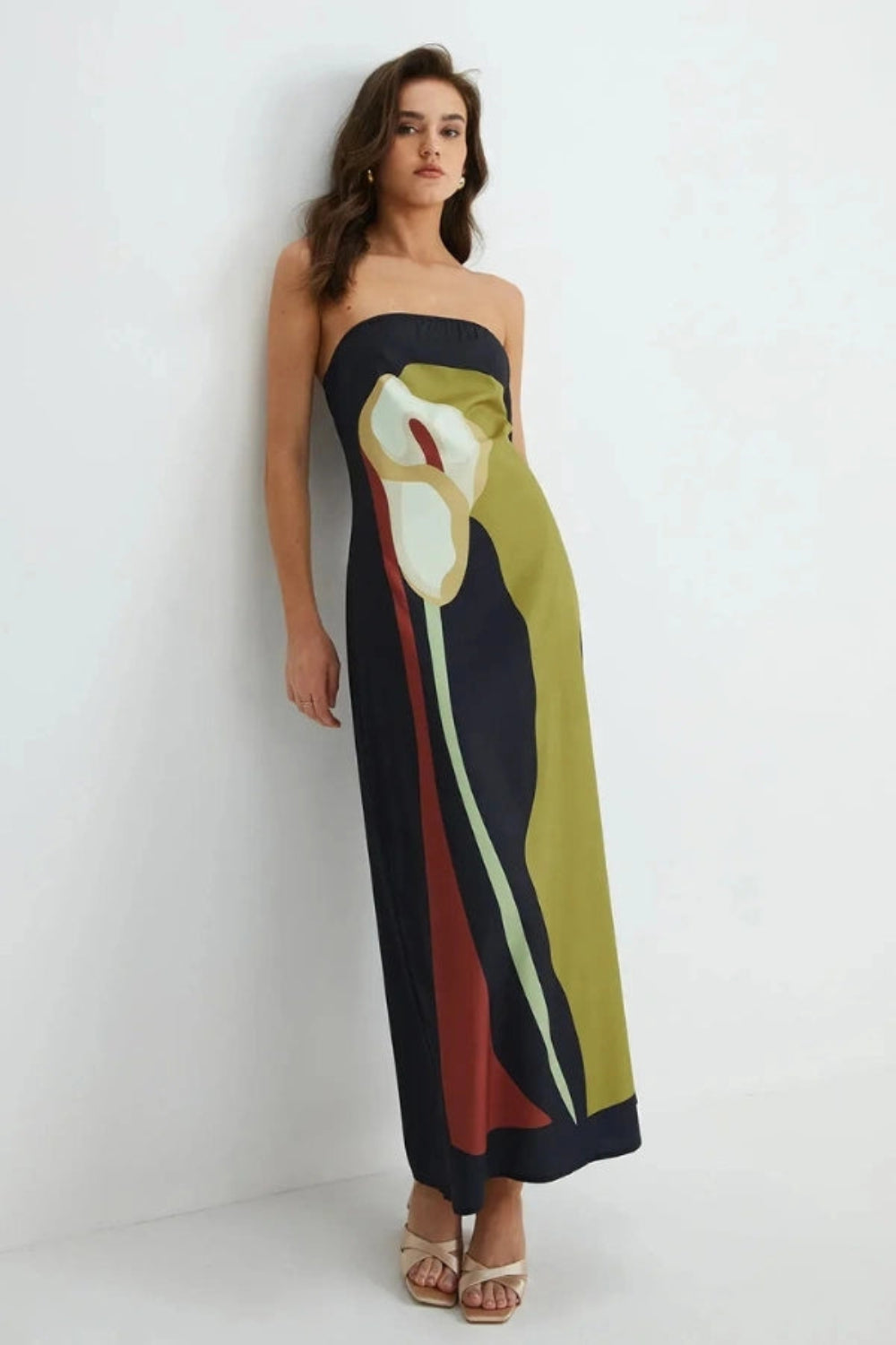 Ella | Maxi Dress Strapless Floral Abstract Print 3