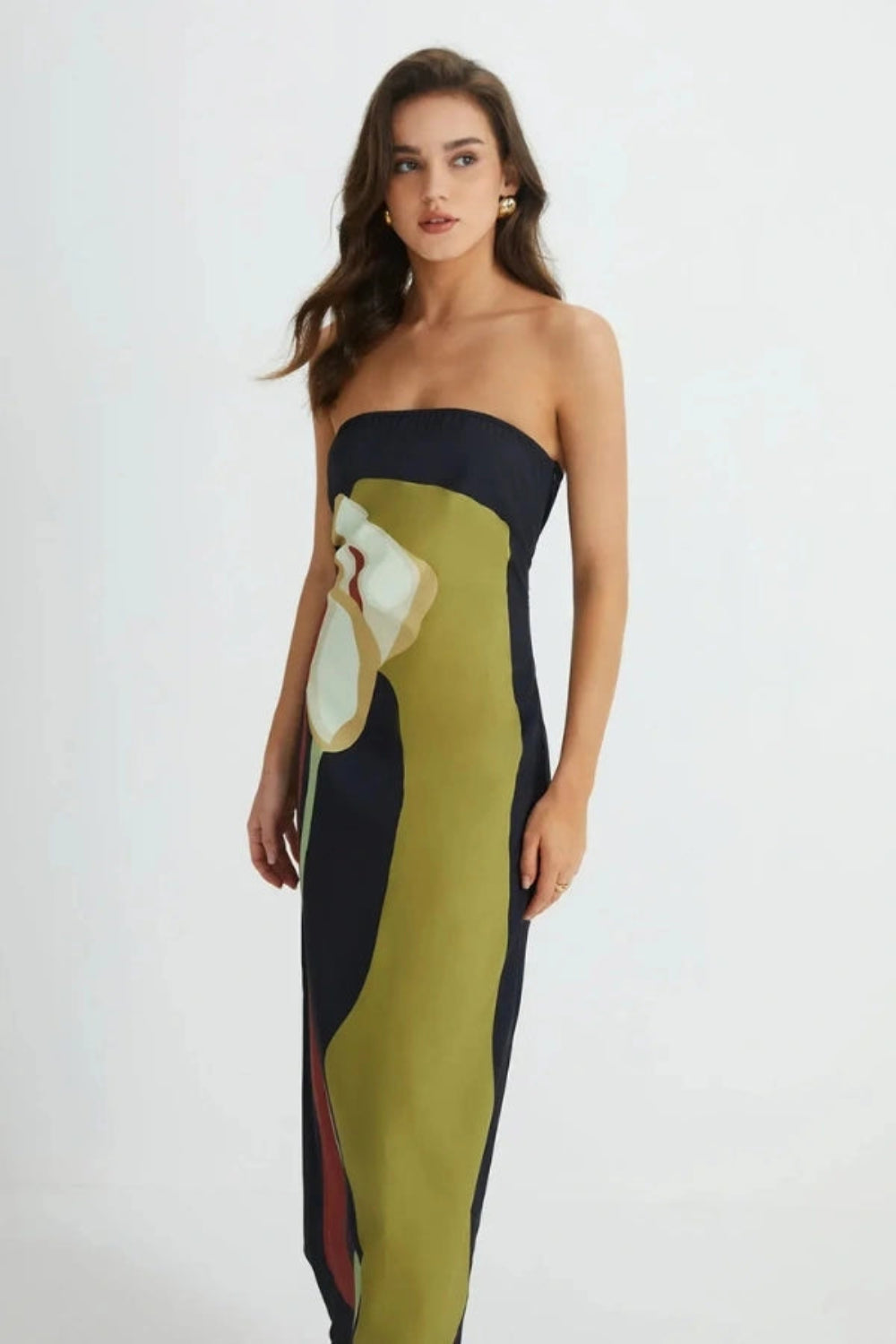 Ella | Maxi Dress Strapless Floral Abstract Print 4