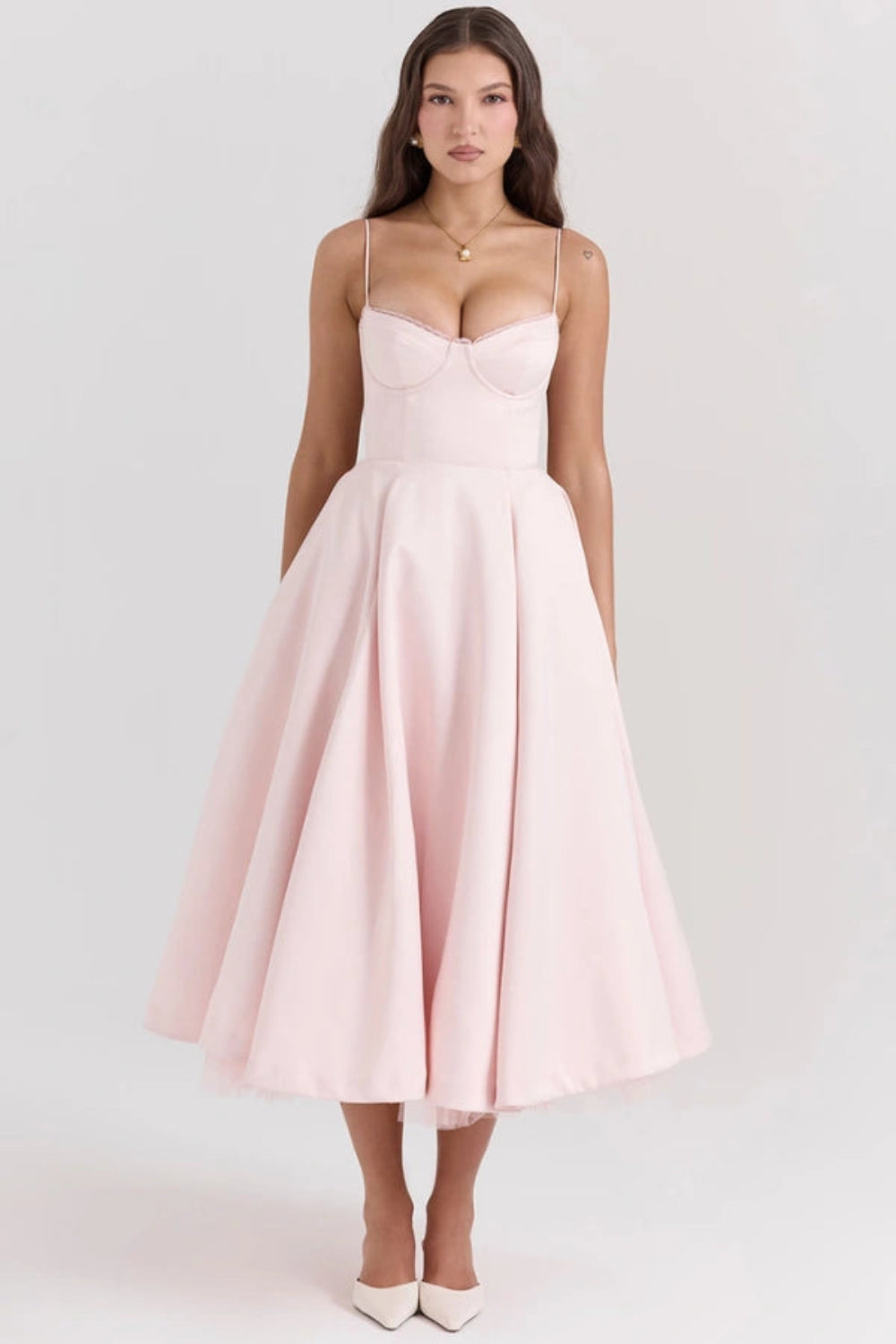 Ella | Satin Midi Dress Tulle Elegant Fit 0
