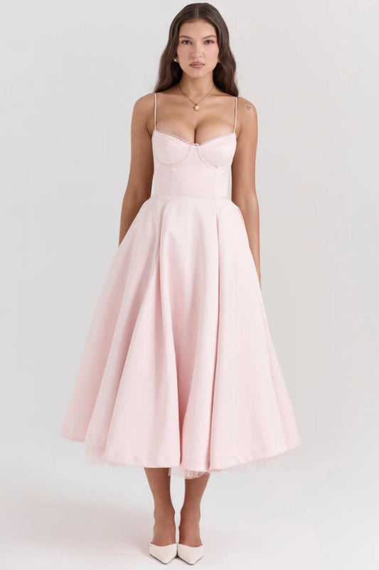 Ella | Satin Midi Dress Tulle Elegant Fit 0