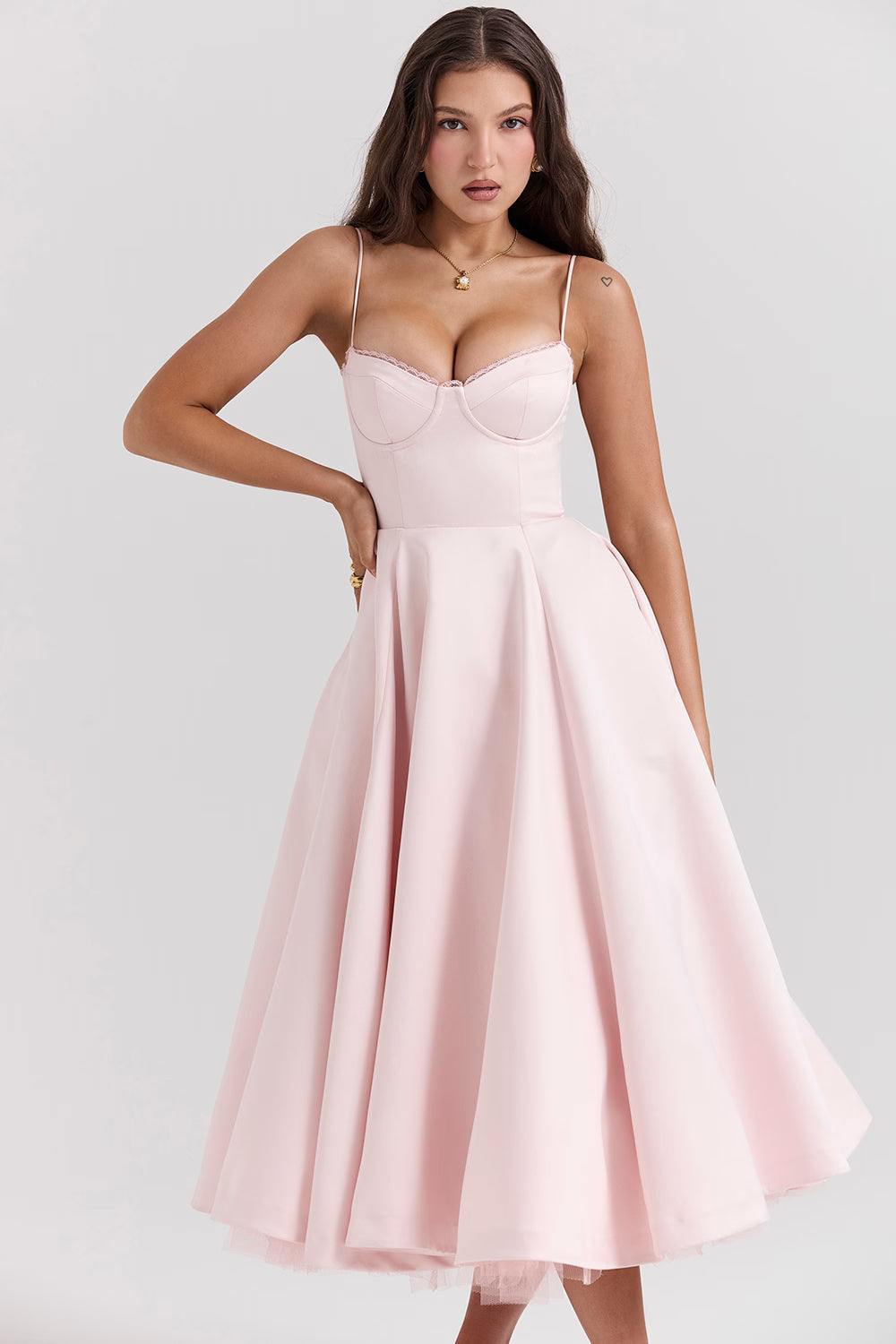 Ella | Satin Midi Dress Tulle Elegant Fit 1