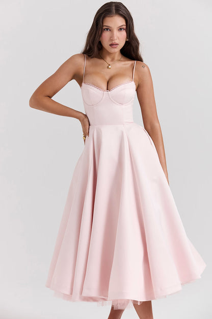 Ella | Satin Midi Dress Tulle Elegant Fit 1