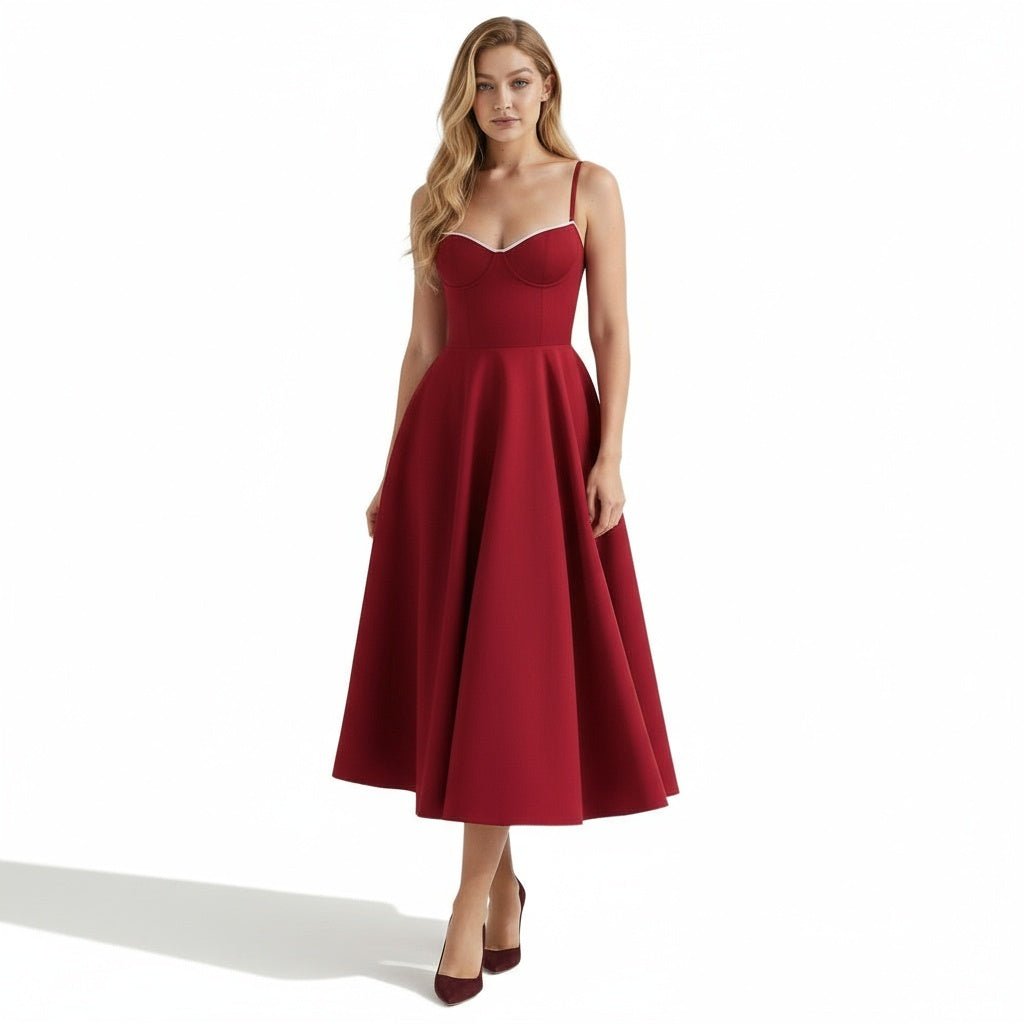 Ella | Satin Midi Dress Tulle Elegant Fit 10