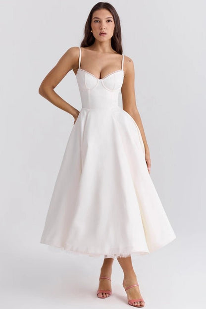 Ella | Satin Midi Dress Tulle Elegant Fit 11