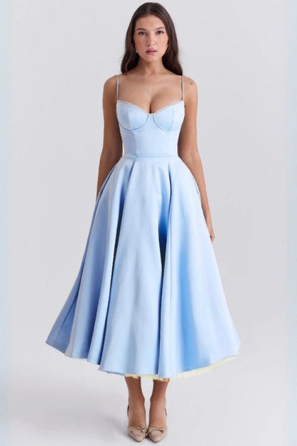 Ella | Satin Midi Dress Tulle Elegant Fit 12