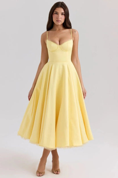Ella | Satin Midi Dress Tulle Elegant Fit 13
