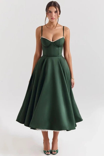 Ella | Satin Midi Dress Tulle Elegant Fit 14