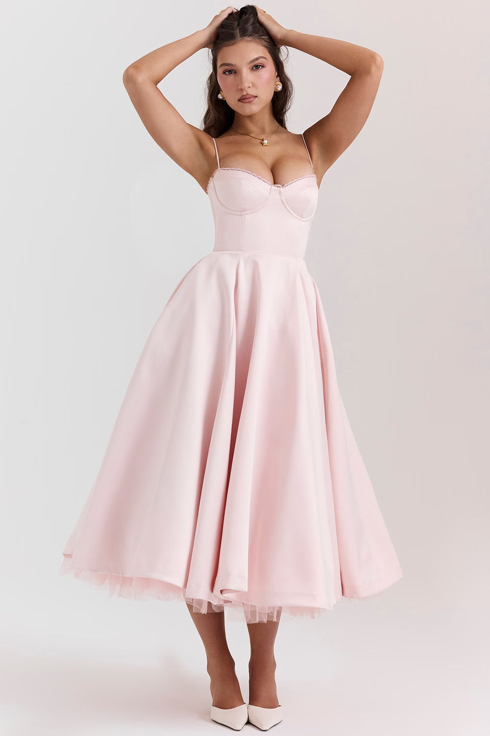 Ella | Satin Midi Dress Tulle Elegant Fit 2