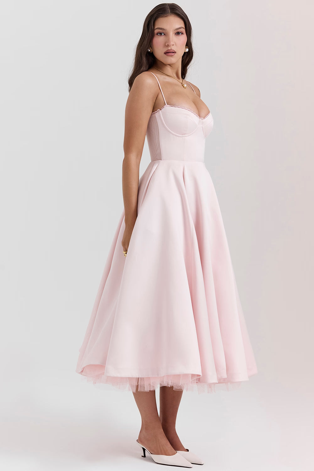 Ella | Satin Midi Dress Tulle Elegant Fit 3