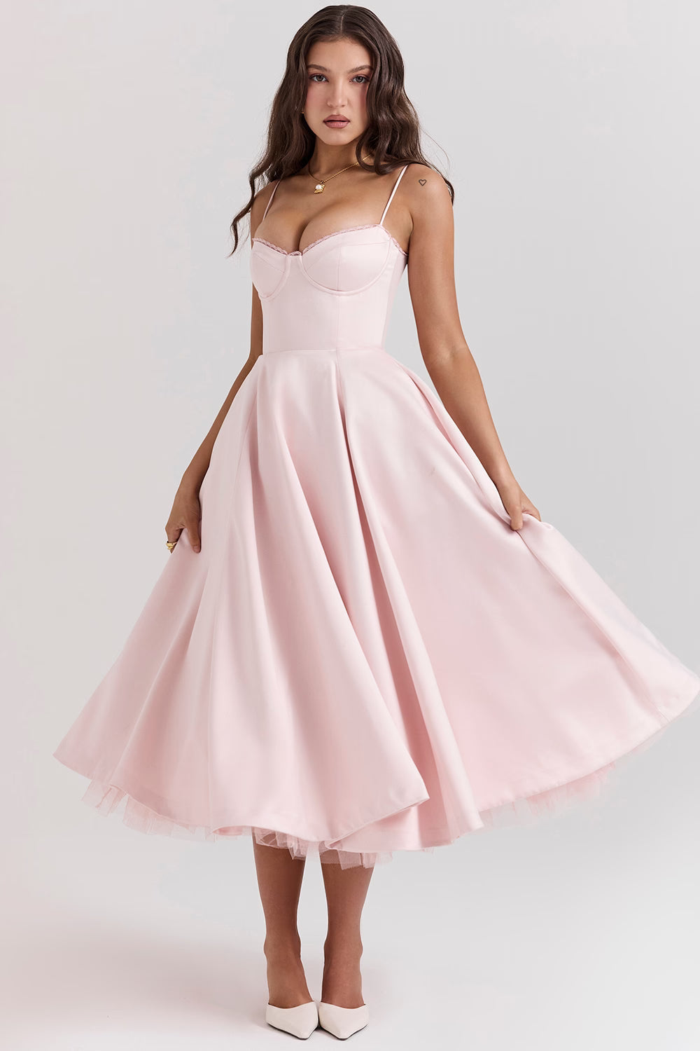 Ella | Satin Midi Dress Tulle Elegant Fit 6