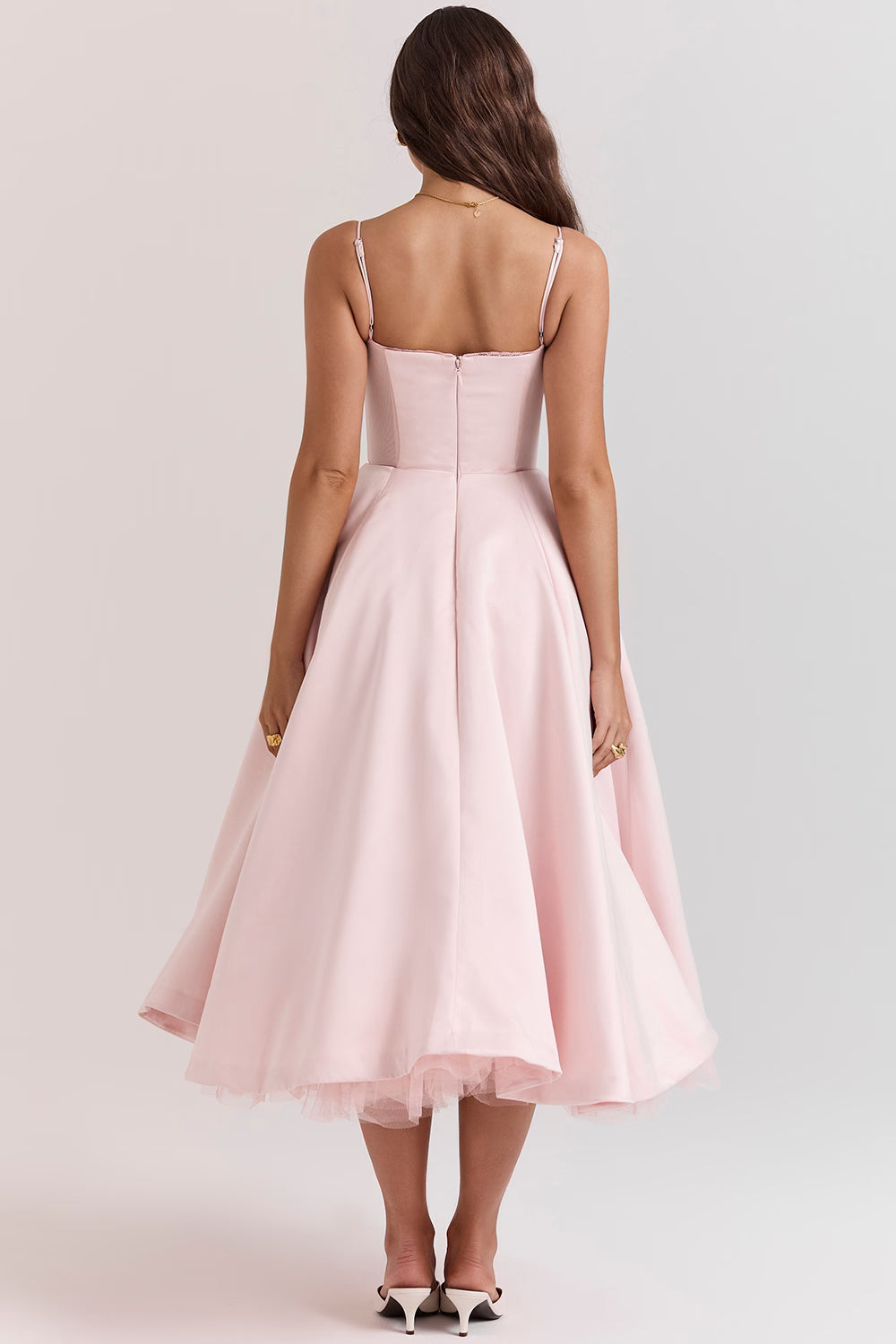 Ella | Satin Midi Dress Tulle Elegant Fit 7