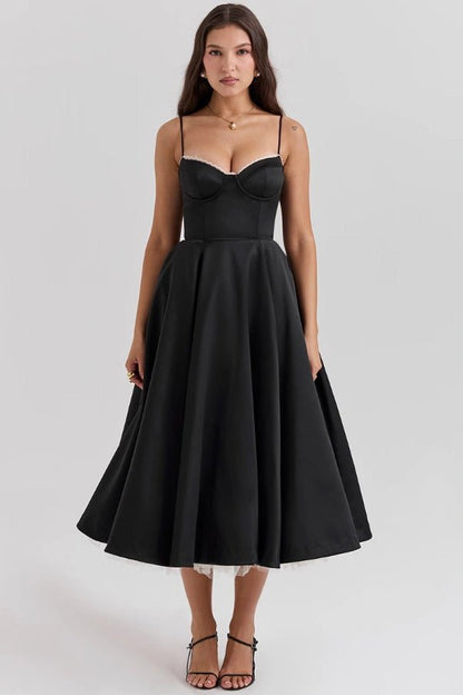 Ella | Satin Midi Dress Tulle Elegant Fit 8