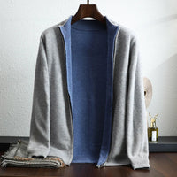 Sasha | Heathered Cashmere Zip-Up Jacket with Contrasting Lining