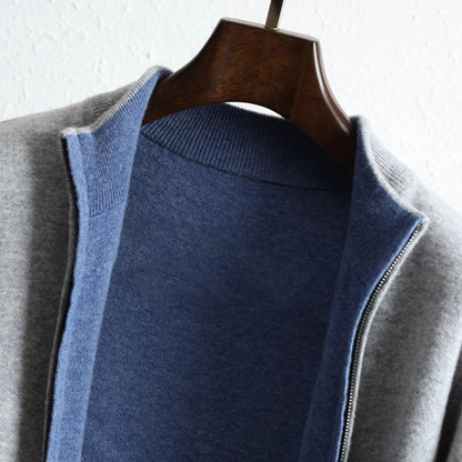Cashmere zip-up jacket with contrast lining
