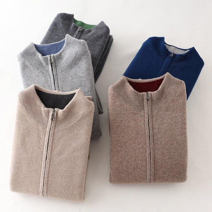 Cashmere zip-up jacket with contrast lining