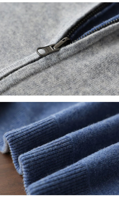 Cashmere zip-up jacket with contrast lining