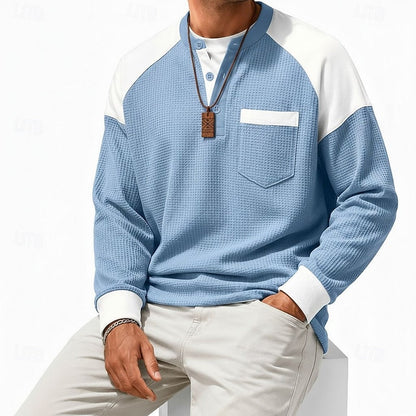 Men's Colorblock Waffle-Knit Henley