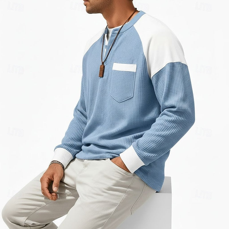 Men's Colorblock Waffle-Knit Henley – view 2