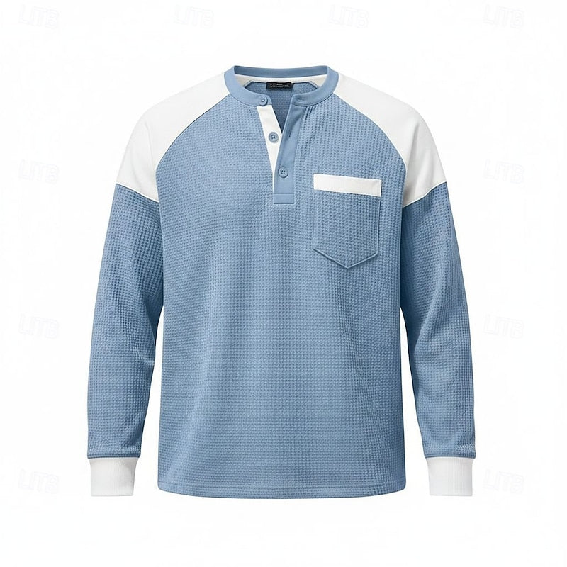 Men's Colorblock Waffle-Knit Henley – view 4