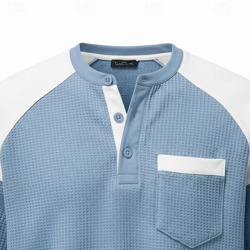 Men's Colorblock Waffle-Knit Henley – view 5