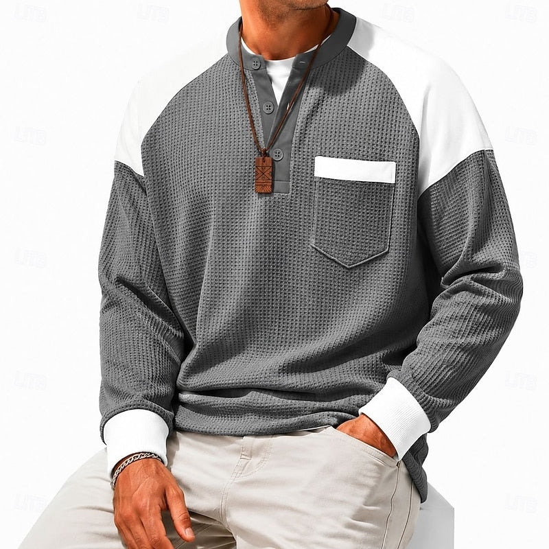 Men's Colorblock Waffle-Knit Henley – view 7