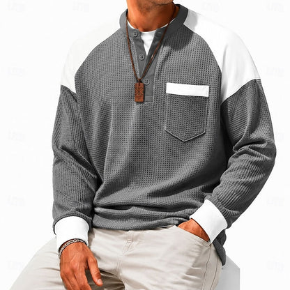 Grey Men's Colorblock Waffle-Knit Henley