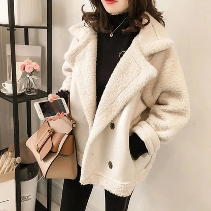 Sadie faux shearling jacket in beige