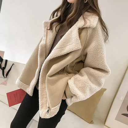 Sadie faux shearling jacket in ivory