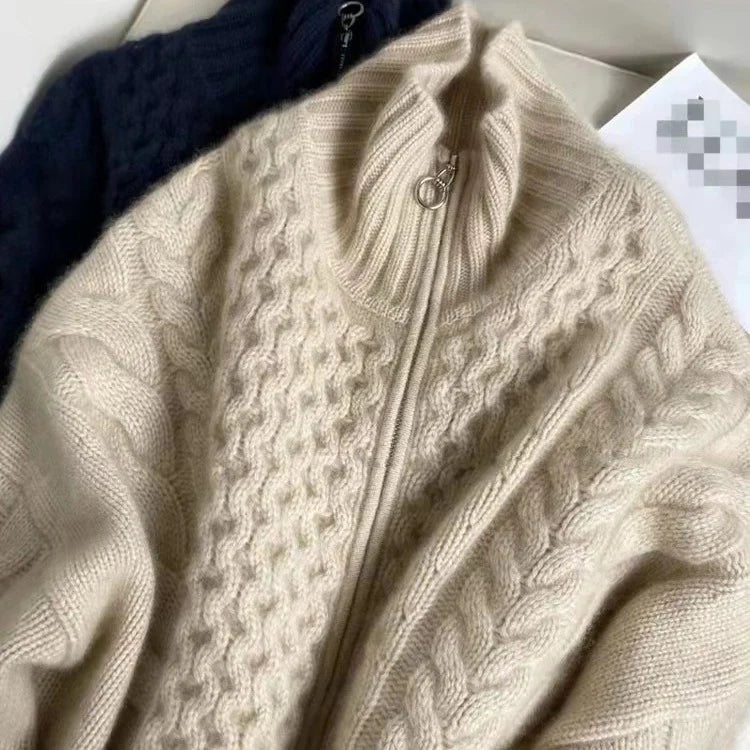 Women's cashmere cardigan with zip front
